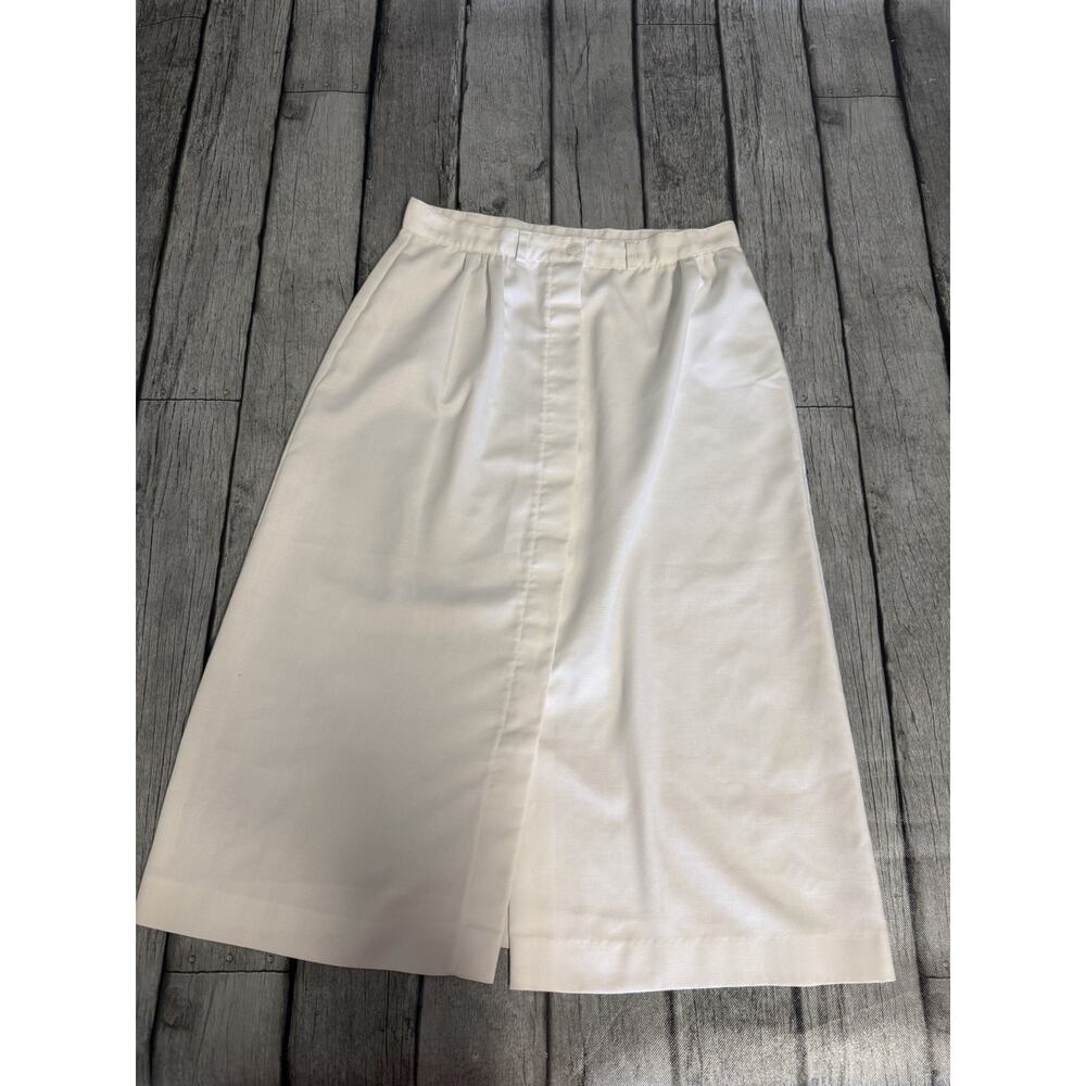 Vintage WomenS Ship N Shore Button Front Skirt White Sz 14/28” Waist Made In USA